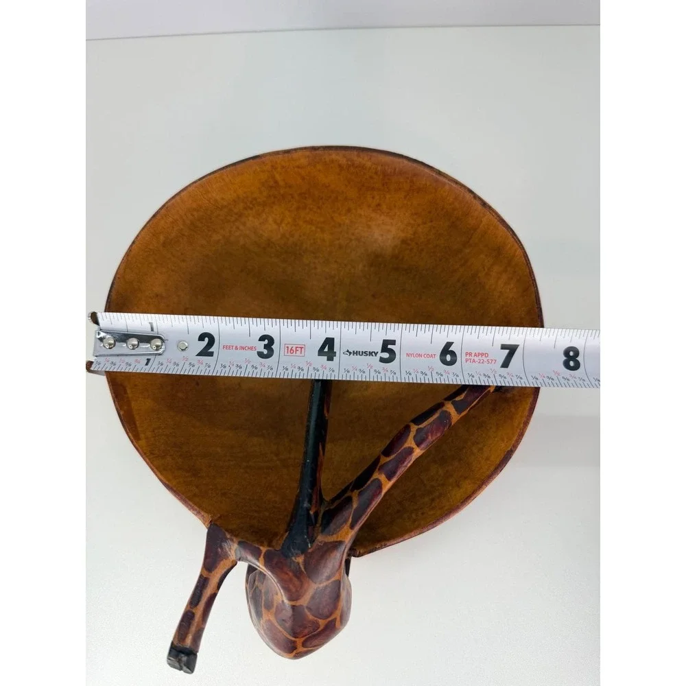 Hand Carved giraffe Wood Bowl folk art trinket bowl VTGAfrican Folk‎ Art